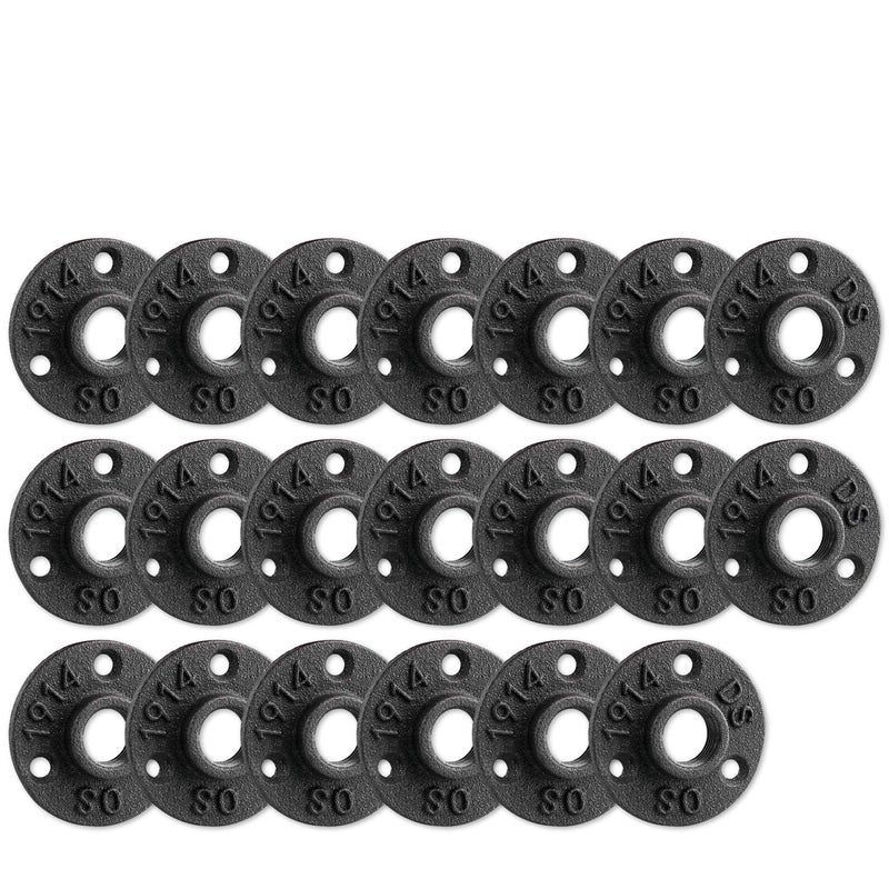 Home TZH 1" Floor Flange, Home TZH Malleable iron Pipe Fittings for Industrial vintage style, Flanges with Threaded Hole for DIY Project/Furniture/Shelving Decoration (20 Pack) - Image 1